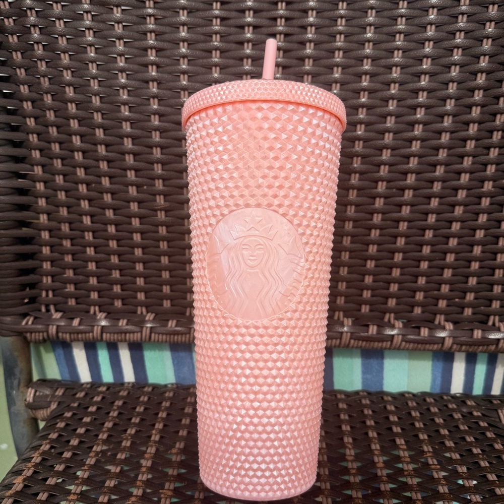 Starbucks Summer 2024 Pink Pearl Bling Studded Spiked Venti Tumbler Cup NEW 24oz